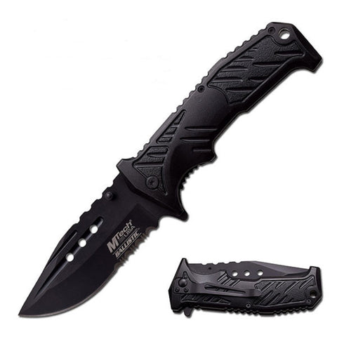MTech Spring Assisted Knife 4" Blade w/Black Alum Handle