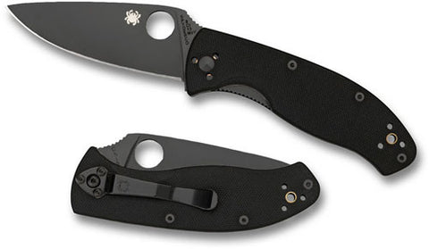 Spyderco Tenacious Black G-10 Black Blade Plainedge Knife