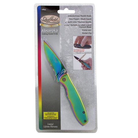 Absaroka Folding Pocket Knife -2 3/4" Partial Serrated Blade
