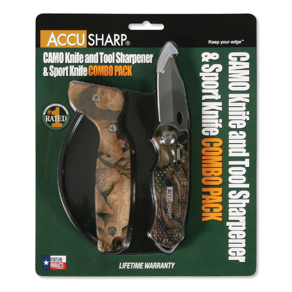 AccuSharp Sharpener & Sport Folding Knife Combo - Camouflage