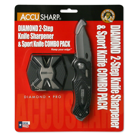 AccuSharp Diamond 2-Step Sharpener & Sport Knife Combo-Black