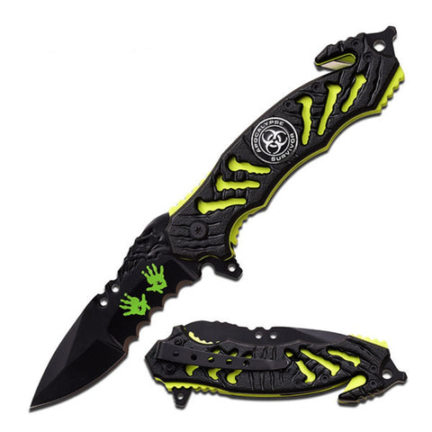 Z-Hunter Spring Assisted Knife 3.5" Blade-Zombie Green Liner