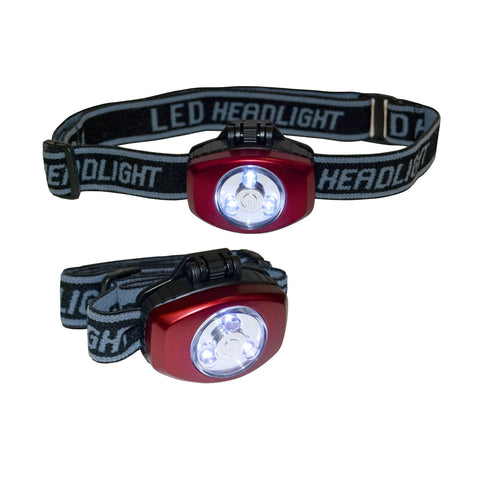 Greatlite 4 Cell 3 LED Headlamps w/Push Button 2 Pack