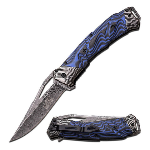 Master Collection Spring Assist Knife 5"-Black/Blue Handle