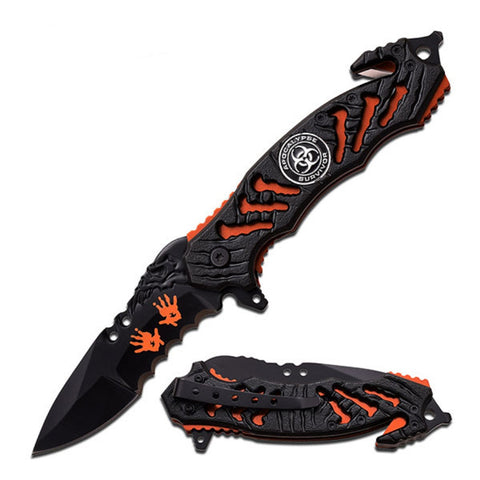 Z-Hunter Spring Assisted Knife 3.5" Blade-Orange Liner