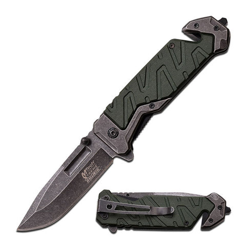 M-Tech Xtreme USA Spring Assisted Knife 4.5" w/Green G10 Hdl