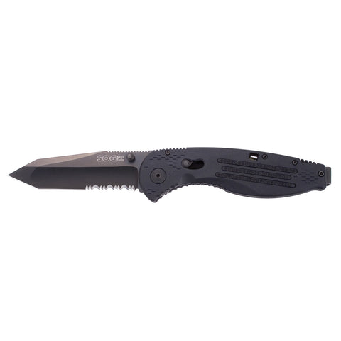 SOG Aegis Black TiNi Folding Knife Tanto PS AE04-CP