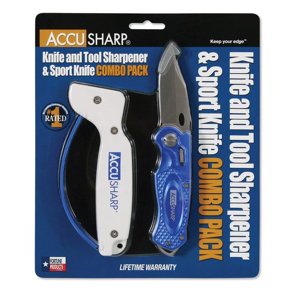 AccuSharp Sharpener & Sport Folding Knife Combo - Blue