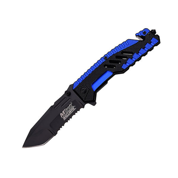 MTech Ballistic Spring Assist Knife 3.45" Blade Blue Handle