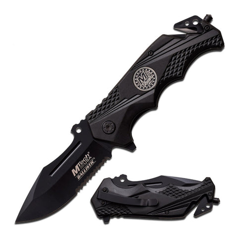 M-Tech Spring Assisted Knife 4.75" -Blk Alum Handle w/Clip
