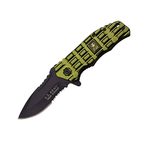 Army Spring Assisted Folder 3.25" Blade w/Green Handle