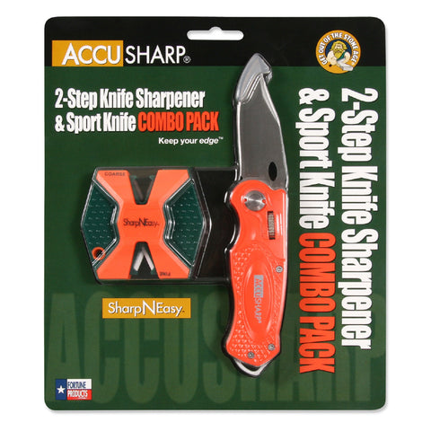 Accusharp SharpNEasy 2-Step Sharpener & Sport Knife - Orange