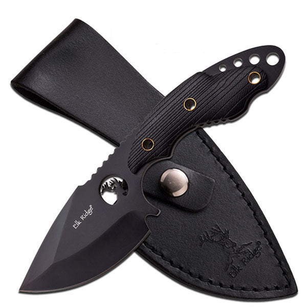 Elk Ridge Fixed Knife 7.25" - 3.5" Black SS Blade w/Elk Logo
