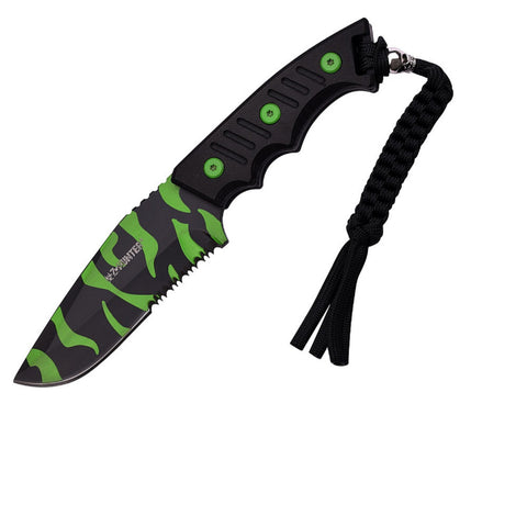 Z-Hunter Fixed Blade Knife 3.75" Zombie Camo Serrated Blade