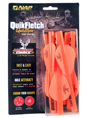 New Archery Quikfletch Quikspin 2 In. 6Pk Org