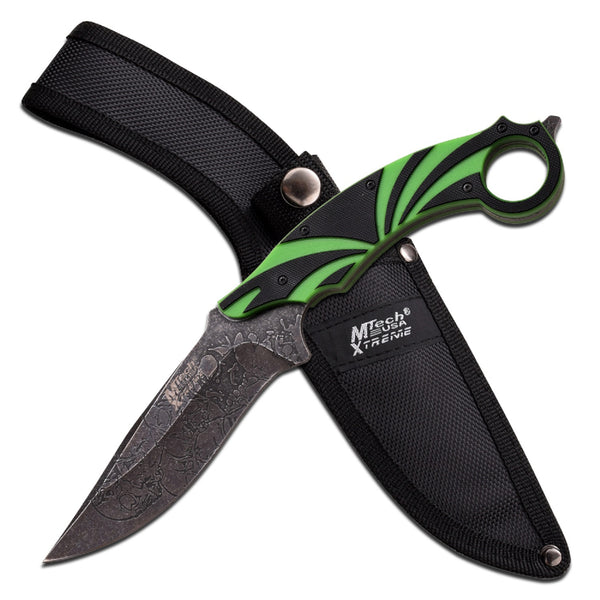 MTech USA XTREME Fixed Knife 10.25" w/Black & Green Handle