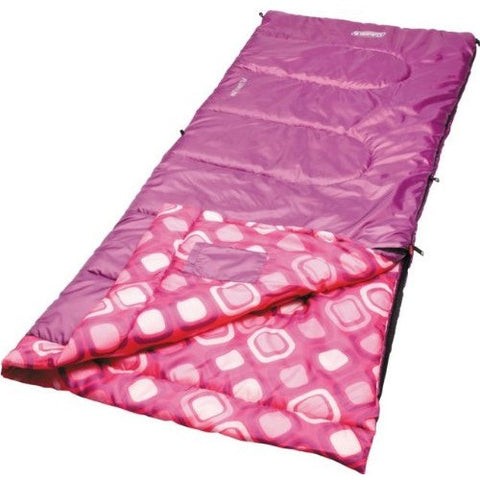 Coleman Girls Youth Rectangle Sleeping Bag Pink/White Dots