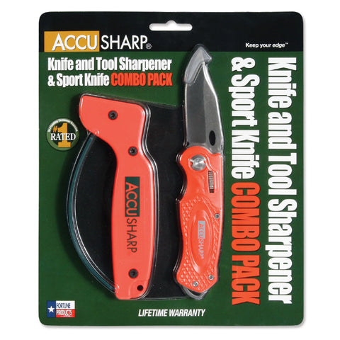 AccuSharp Sharpener & Sport Folding Knife Combo - Orange