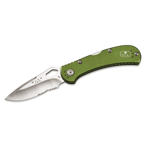 Buck Knives Spitfire Green Serrated Folder - 0722GRXIB