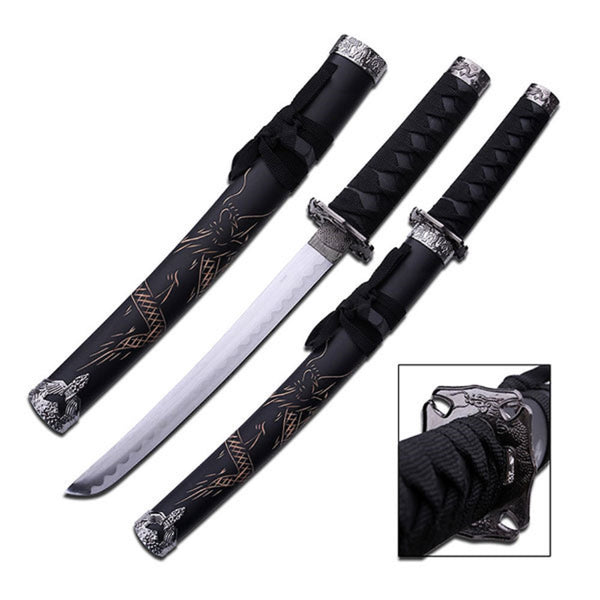 Master Cutlery 21" Carved Dragon Tanto Blade Sword-Scabbard
