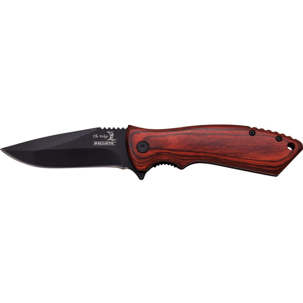 Elk Ridge Spring Assisted Knife 4.5" Closed-Pakkawood Handle