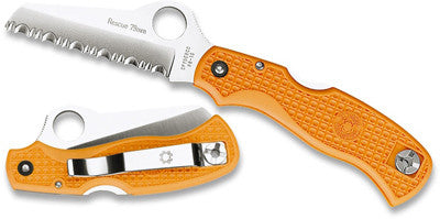 Spyderco Rescue 79MM Knife Orange HAndle