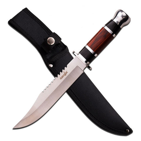 Survivor Fixed Blade Knife 7.25" Blade w/Wood Handle