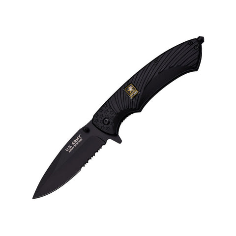 US Army Spring Assisted Knife Half Serrated Blade