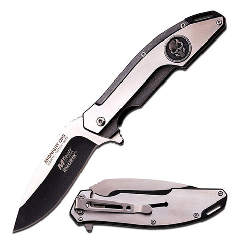M-Tech USA Spring Assist Knife 5" -Stonewash 3.75" Blade