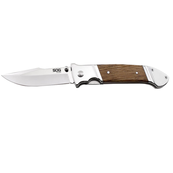 SOG Fielder XL Wood Handle Folding Knife 4.125in Blade