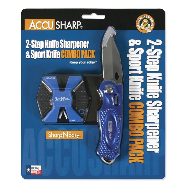 Accusharp SharpNEasy 2-Step Sharpener & Sport Knife - Blue