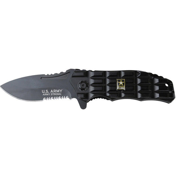U.S. Army 4.5in Folder Black Blade -Black Alum Handle w/Clip