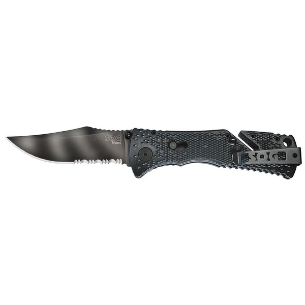 SOG Trident Folding Knife Partially Serrated TigerStripe