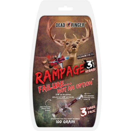 Dead Ringer Rampage Broadheads 100gr 3-Blade 1.5in. Cut 3pk