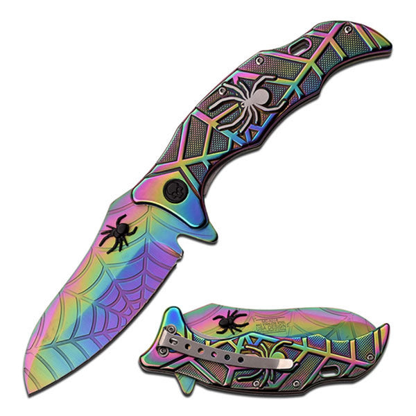 Mc Masters Spring Assisted Knife-Rainbow Ti-Acid Etch Blade