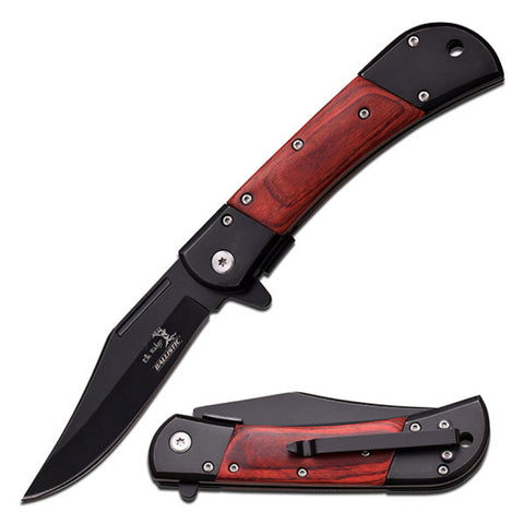 Elk Ridge Spring Assisted Knife 4.75" -Brwn Pakkawood Handle