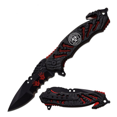 Z-Hunter Spring Assisted Knife 3.5" Blade-Red Liner
