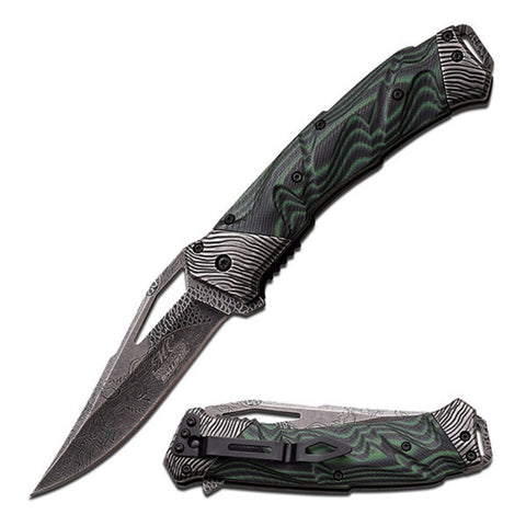 Master Collection Spring Assist Knife 5"-Black/Green Handle
