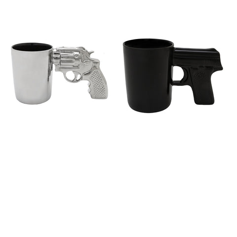AGS Brand Revolver Mugs 2-Pack - Black and Chrome
