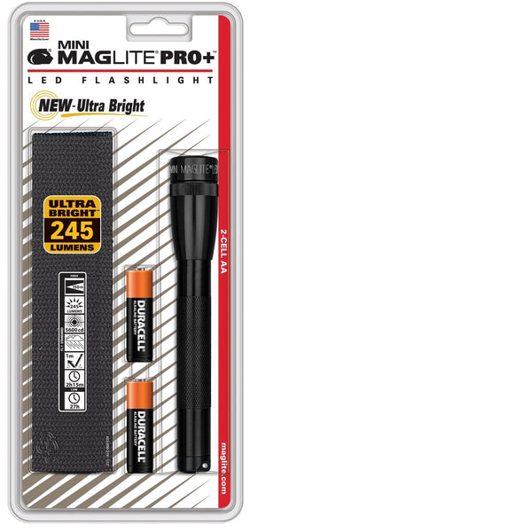 AA Mini Maglite LED Pro+ Blister Holster Pack, Black