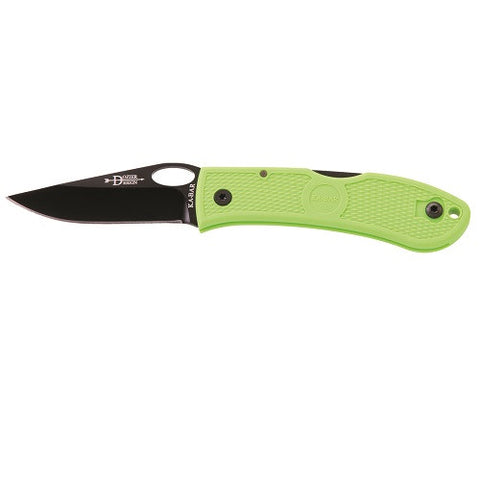Ka-Bar Dozier Folding Knife w/Thumb Notch Zombie Grn 4065ZG