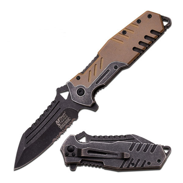 MTech Xtreme Spring Assisted Knife 3.75" Blade-Tan Handle