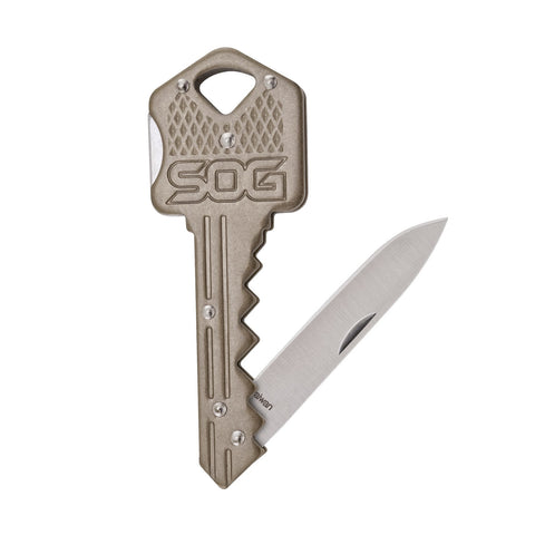 SOG Key - Knife - Brass Folding Knife 4in Overall