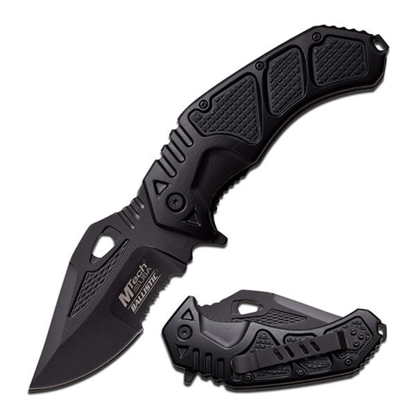 M-Tech USA Spring Assisted Knife 5"-3.75" Black SS Blade