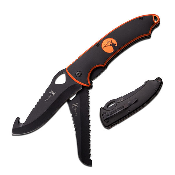 Elk Ridge Folding Knife 4.5" with Blk/Orange Alum Handle