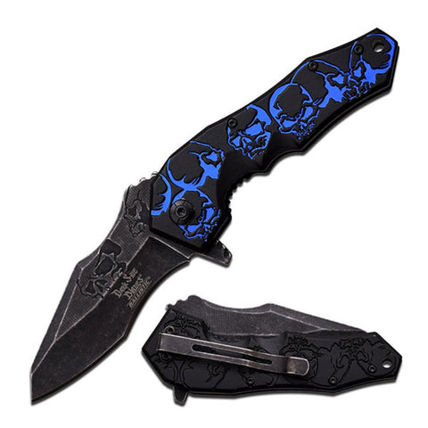 Dark Side Spring Assisted Knife 4.75"-Matte Blue Alum Handle