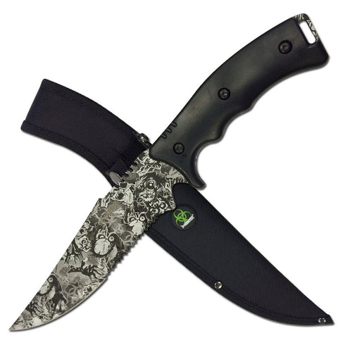 Z-Hunter Fixed Blade Knife 8" Zombie Gray Skull Camo Blade