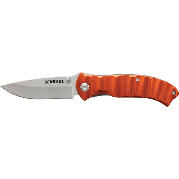 Schrade Liner Lock Folding Knife Drop Point Blade Orange