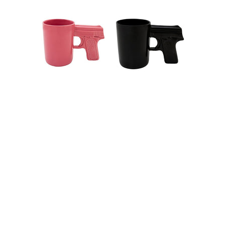 AGS Brand Gun Mugs 2-Pack - One Black and One Pink